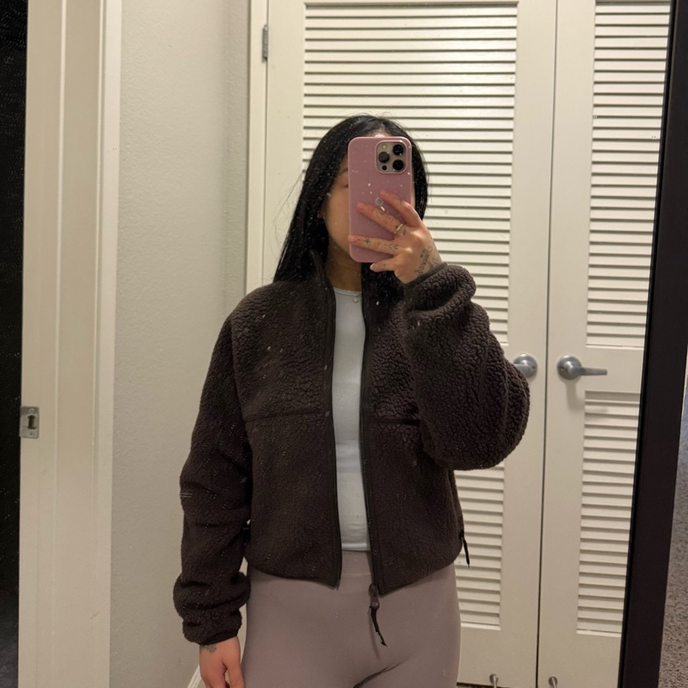 Aritzia Chocolate Brown Teddy Jacket